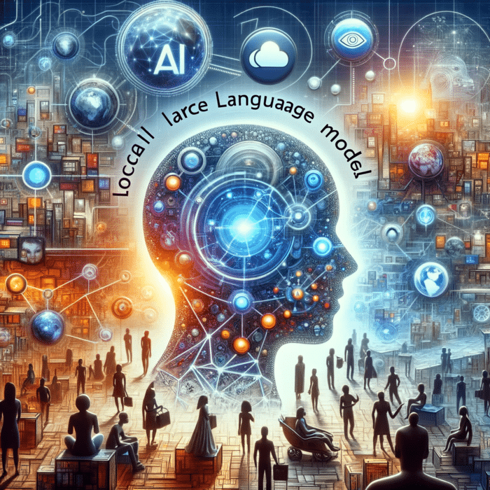 DALL·E 2023-12-28 14.24.12 - A conceptual image illustrating the rise of local Large Language Models (LLMs) in the era of AI. The image should depict a diverse array of people fro.png