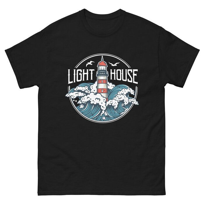 Trendy Lighthouse at Marine Wave Sea Beacon T-Shirt.jpg