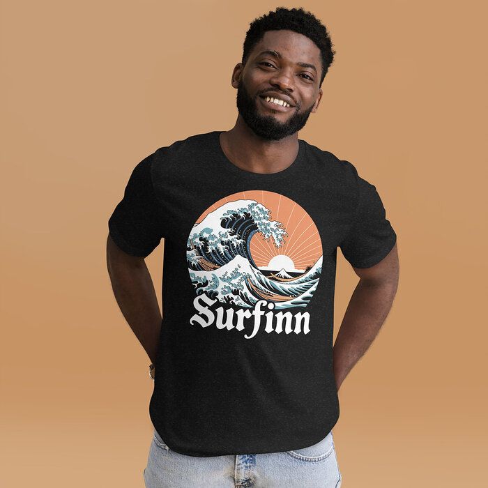 Surfing Japanese Waves Sunset Graphic T-Shirt.jpg